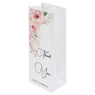 Waterverf Roses Wedding Wijn Cadeautas