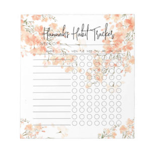 Waterverf Rosy Minimale Script Habit Tracker Notitieblok