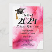 Waterverf Roze 2019 Graduation Party Uitnodiging (Voorkant)