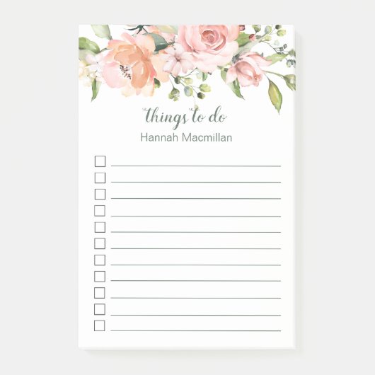 Waterverf roze abrikozen rozen | Te gebruiken lijs Post-it® Notes (Voorkant)