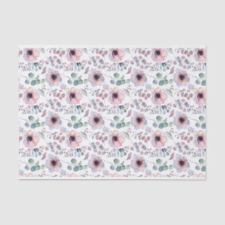 Waterverf Roze Anemoon en Eucalyptuspatroon Tissuepapier