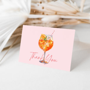 Waterverf Roze Aperol Spritz Bruiloftsfeest Bedankkaart