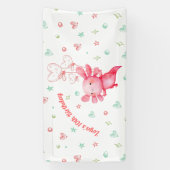 Waterverf Roze Axolotl Fun Kids Verjaardagsfeestje Spandoek (Verticaal)