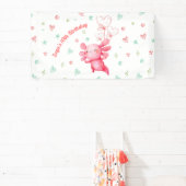 Waterverf Roze Axolotl Fun Kids Verjaardagsfeestje Spandoek (Insitu)