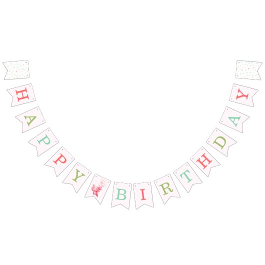 Waterverf Roze Axolotl Verjaardagsfeestje Vlaggetjes (Alle)