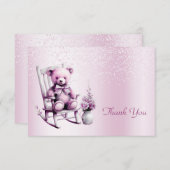 Waterverf Roze Baby Beer Dank u kaart (Voorkant / Achterkant)