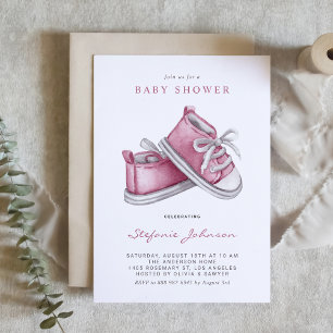 Waterverf roze Baby schoenen Het is een meisje Bab Kaart