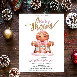 Waterverf Roze Babyshower Gingerbread Kaart