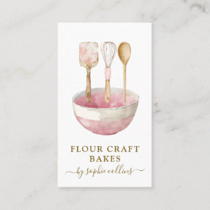 Waterverf Roze Bakker Bakkerij Pastry Chef Utensil Visitekaartje