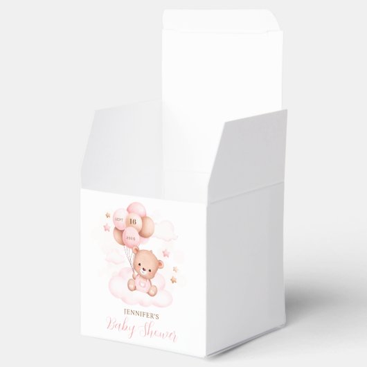 Waterverf roze ballonnen teddybeer Baby shower Bedankdoosjes (Geopend)