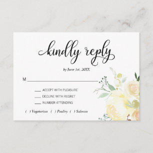 Waterverf Roze Beige Bloemenbruiloft RSVP MENU