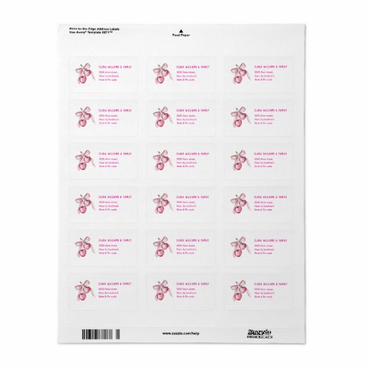Waterverf Roze bessen girly aangepaste naam Busine Etiket (Full Sheet)