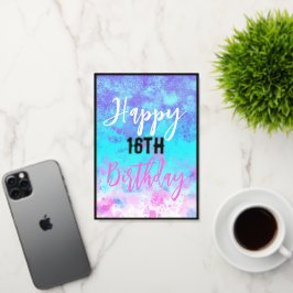 Waterverf Roze Blauw Paarse Verjaardag Gepersonali Folie Wenskaart