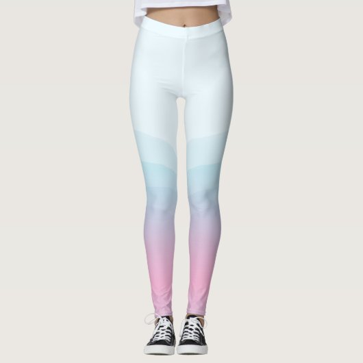 Waterverf Roze Blauwe Leggings (Voorkant)