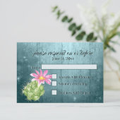 Waterverf Roze bloedingscactus Wedding RSVP (Staand voorkant)