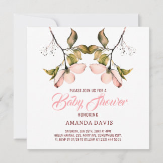 Waterverf roze bloeiend hondenhout | BABY SHOWER