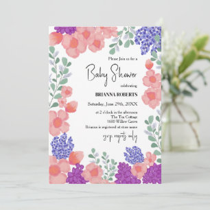 Waterverf Roze Bloem Baby Shower Kaart
