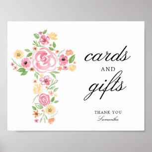 Waterverf Roze bloem Eerste Communie Poster