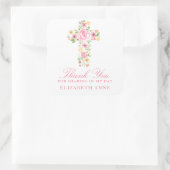 Waterverf Roze bloem Eerste Communie Vierkante Sticker (Tas)