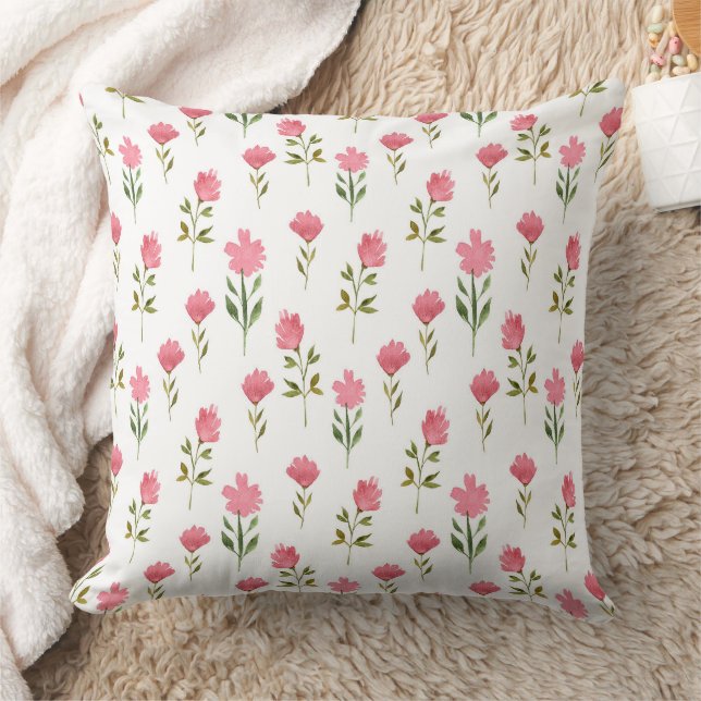 Waterverf roze bloem kussen (Deken)