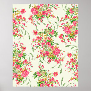 waterverf roze bloem patternabstract, kunst, achte poster