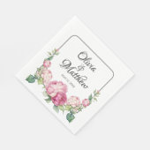 Waterverf roze bloemblaadjes roze pioenen roze roz servet (Hoek)