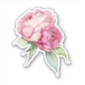 Waterverf roze bloemblaadjes roze pioenen roze roz sticker (Voorkant)