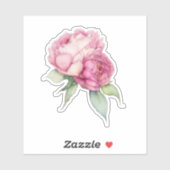Waterverf roze bloemblaadjes roze pioenen roze roz sticker (Vel)
