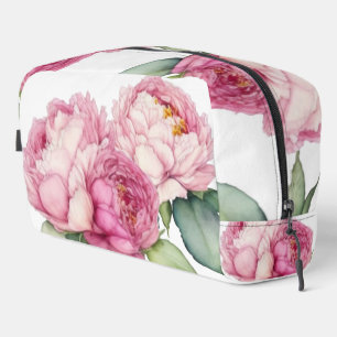 Waterverf roze bloemblaadjes roze pioenen roze roz toilettasje