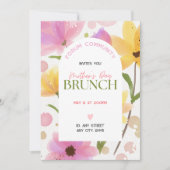 Waterverf roze bloemen Arched gemeenschap Brunch Kaart (Voorkant)