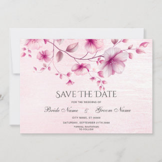 Waterverf Roze Bloemen Bewaar de datum Save The Date