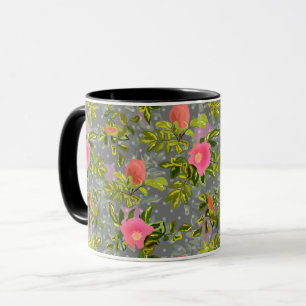 Waterverf roze bloemen botanische bloemige retro mok