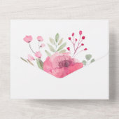 Waterverf roze bloemen bruiloft all in one uitnodiging (Achterkant)