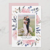 Waterverf Roze Bloemen bruiloft Bedankkaart (Voorkant / Achterkant)