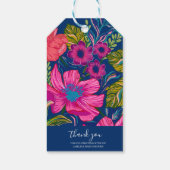 Waterverf roze bloemen bruiloft favoriet cadeaulabel (Achterkant)