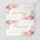 Waterverf Roze Bloemen Bruiloft Gereserveerd Goud (Buitenkant ongevouwen)