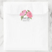 Waterverf roze bloemen chique bruiloft dank u ronde sticker (Tas)