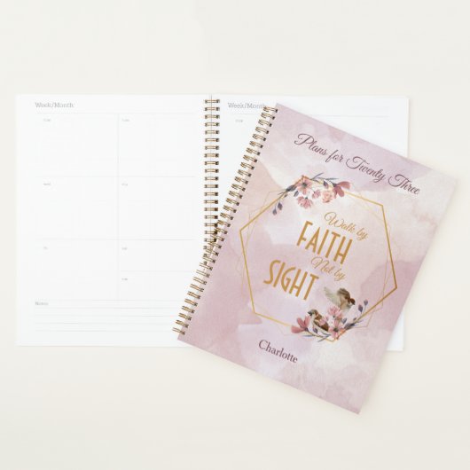 Waterverf roze bloemen Christelijk Planner (Display)