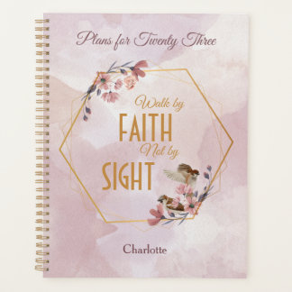 Waterverf roze bloemen Christelijk Planner