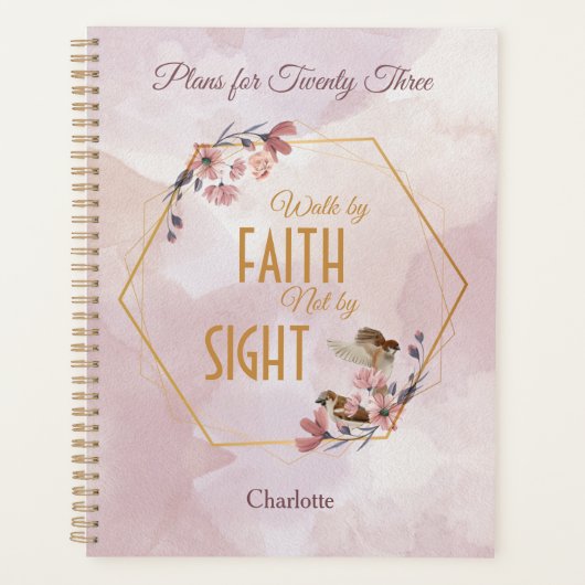 Waterverf roze bloemen Christelijk Planner (Voorkant)