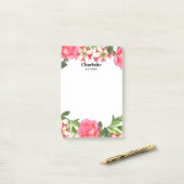 Waterverf Roze bloemen cirkel Wreater Post-it® Notes (Op bureau)