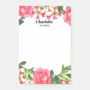 Waterverf Roze bloemen cirkel Wreater Post-it® Notes
