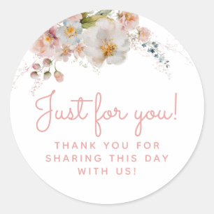 Waterverf Roze Bloemen Dank je wel Favor Ronde Sticker