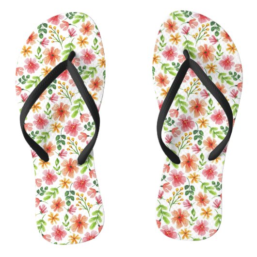 Waterverf Roze Bloemen Floral Pattern-69677 Teenslippers (Voetbed)