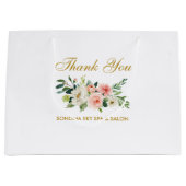 Waterverf Roze Bloemen Goud Elegant Dank u Groot Cadeauzakje (Voorkant)