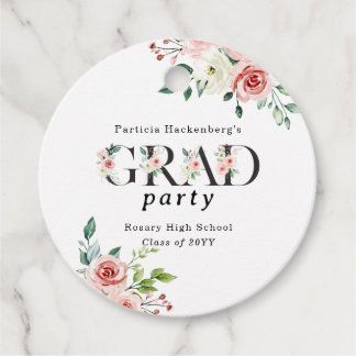 Waterverf Roze Bloemen GRAD Letters Favor Tags Bedankjes Labels