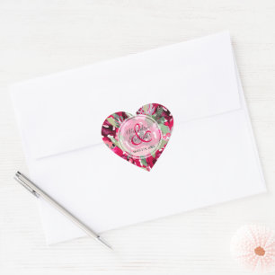 Waterverf Roze Bloemen Hart Sticker