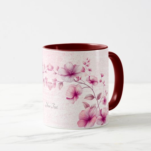 Waterverf Roze Bloemen Koffiemok Mok (Voorkant rechts)