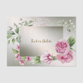 Waterverf Roze Bloemen Lijst Glanzend Brons Elegan Tissuepapier