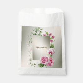 Waterverf Roze Bloemen Lijst Glanzend Brons Party  Bedankzakje